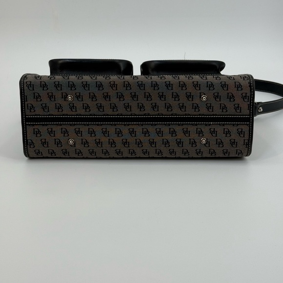 VTG Dooney & Bourke Canvas Double Pocket Satchel Gray DB Monogram Crossbody - Picture 8 of 16